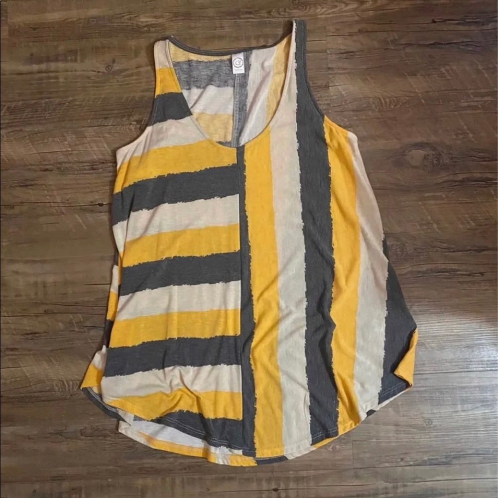 Tank top with vertical & horizontal stipes